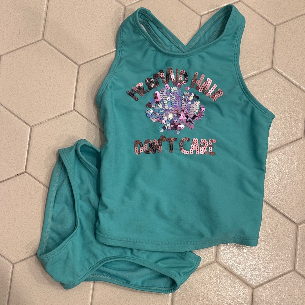 Cat & Jack Teal Sequin Kids Bikini Set